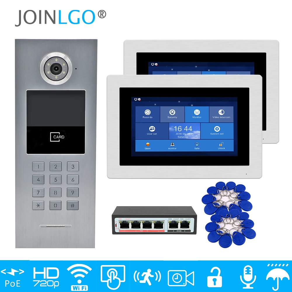 Бесплатная доставка 2 квартиры POE 720P IP Wi Fi 7 &quotсенсорный экран Экран записывать