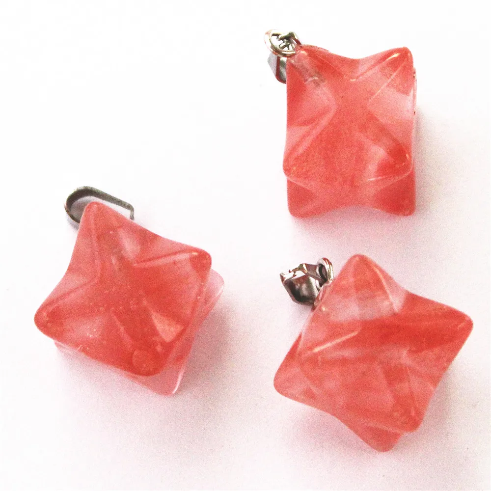 New 2017 Fashion Natural Stone Pendant Melkaba Hexagram Cherry Quartz 20*13mm For Jewelry Making 10PCS Wholesale Free Shipping | Украшения