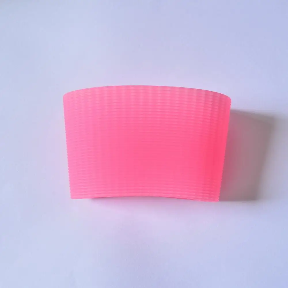 transparent rose red Силиконовые втулки для кружек, керамические втулки для чашек в полоску и вертикальные зернистые втулки, теплоизоляционные втулки для поддержки оптом - Цвет: transparent rose red