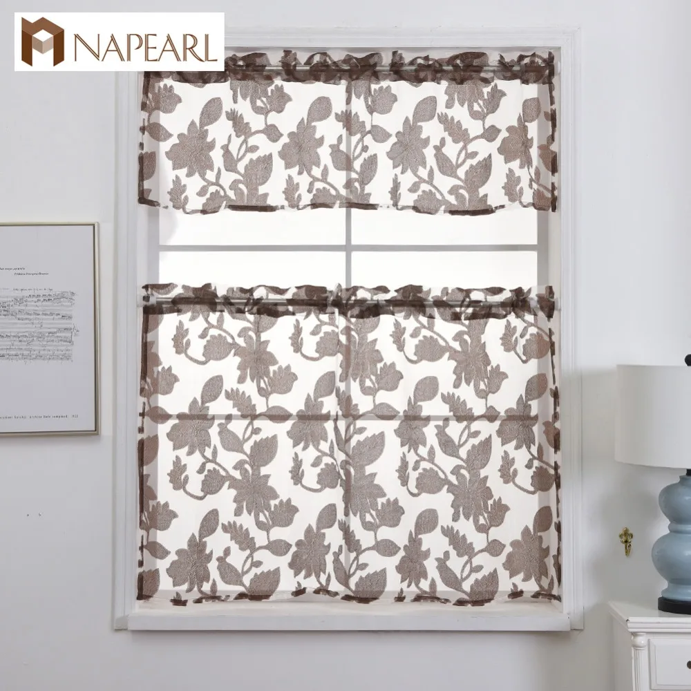 NAPEARL кухонные шторы жаккардовый дизайн стержень Карманный короткий занавес