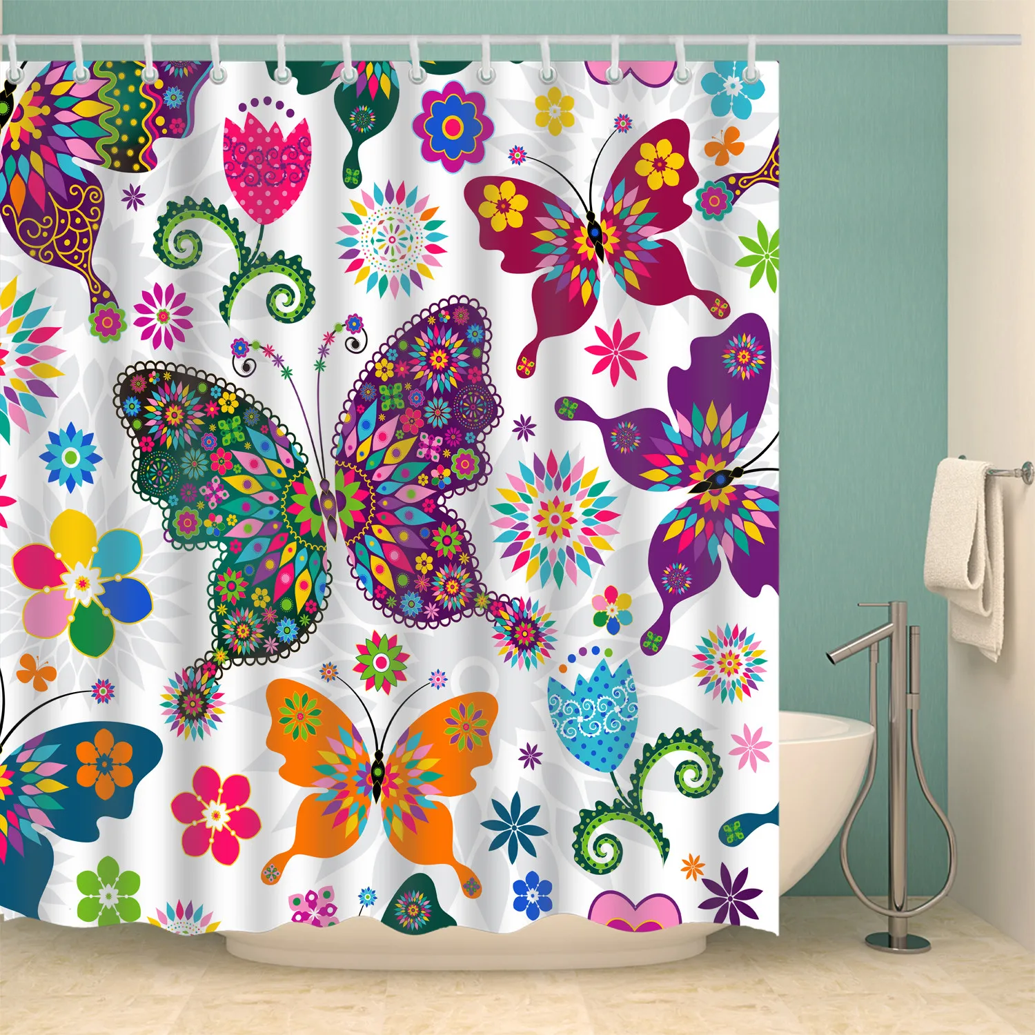 D0354 Washable Cute Sweet print Shower curtain waterproof 3D polyester fabric for bathroom curtain large 180x200cm cortinas - Цвет: D0354