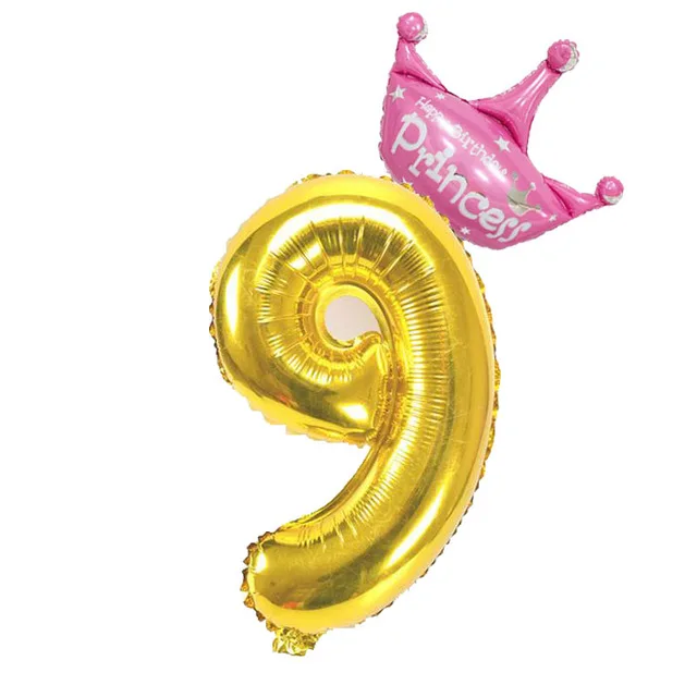 Pink 9 1 компл. 32 дюймов Корона цифры фольга золото и серебро Количество шар поплавок надувные шары День рождения Свадебные украшения Поставки - Цвет: Pink 9