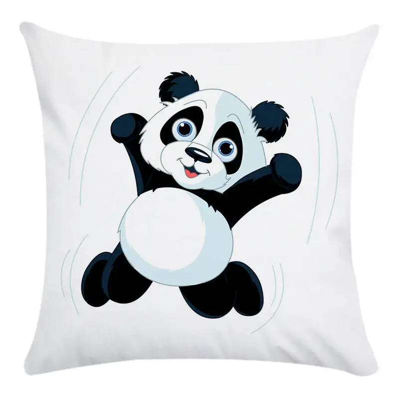 

Cute Animal Panda Decorative Cushion Cover Cotton Polyester Cushion Decorative Pillow Cace Square Throw Pillow Cover CR080