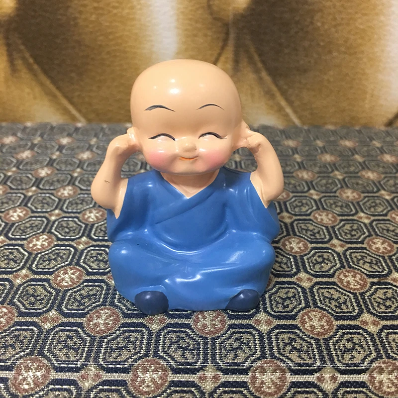 4 шт., креативная китайская маленькая фигурка монаха, скульптура, статуя из смолы, аксессуары для украшения дома, мини-монах, новогодний, Рождественский подарок