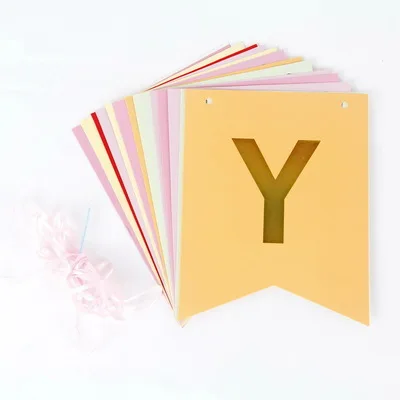 Позолоченный День Рождения флаг с надписью день рождения вечерние украшения