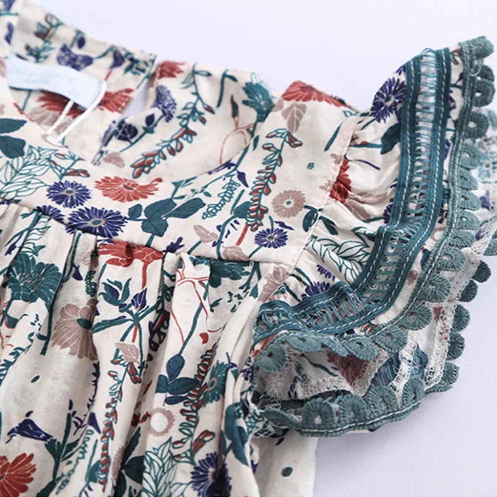 newest summer Dress Toddler Kids Baby Girls Clothes Lace Floral Printing Party Princess Dresses 0117