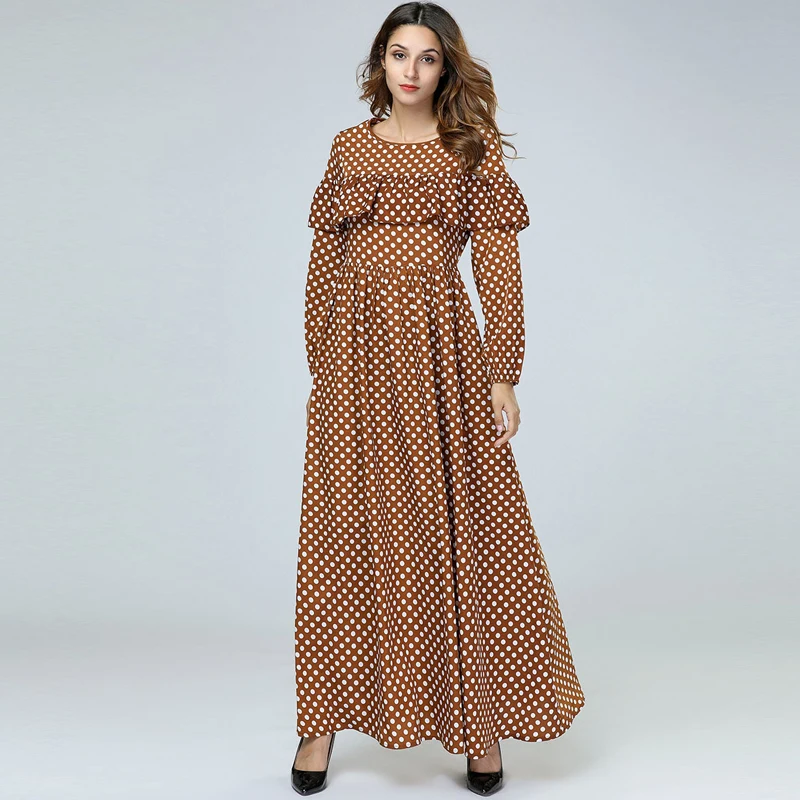 Polka Dot абайя арабское исламский мусульманский платье хиджаб Абая для женщин Катар