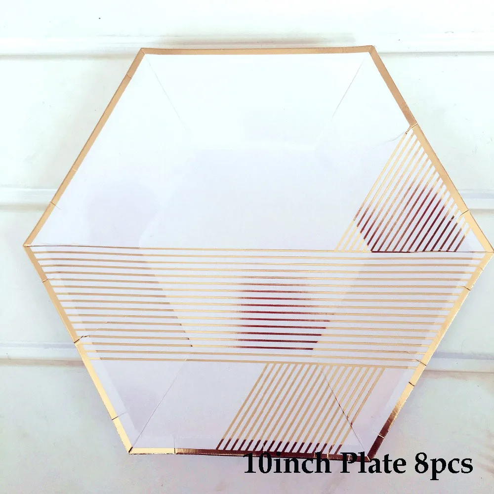 10 inch Plate 8pcs Полосатые вечерние одноразовые бумажные салфетки для стаканчиков, соломенная детская Праздничная посуда, наборы для детского дня рождения, свадьбы - Цвет: 10 inch Plate 8pcs