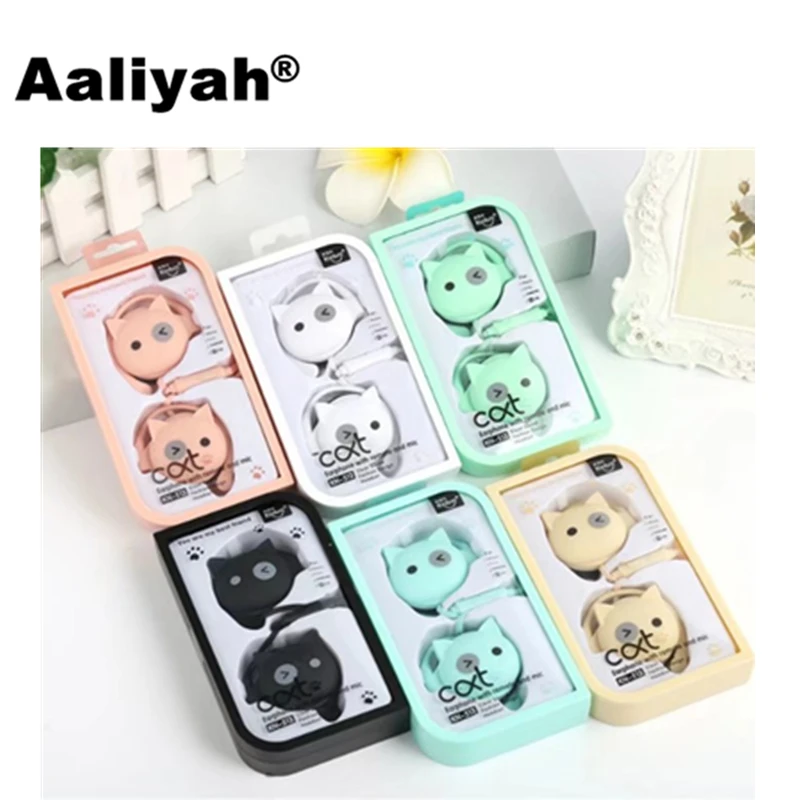 [Aaliyah] 3 5 мм милые наушники с кошачьей головкой и ушным крючком проводные стерео