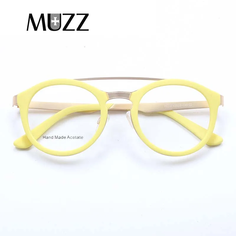 MUZZ ацетатные очки для близорукости, оправа, круглые винтажные очки с двойным пучком, оправа, прозрачные Линзы для очков, линзы по рецепту, мужские очки