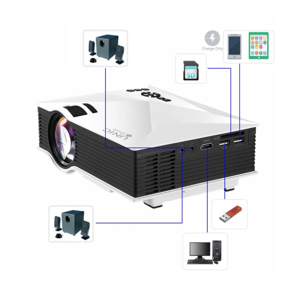 Оригинальный новый обновленный UNIC UC68 Full HD1800 люмен светодиодный проектор