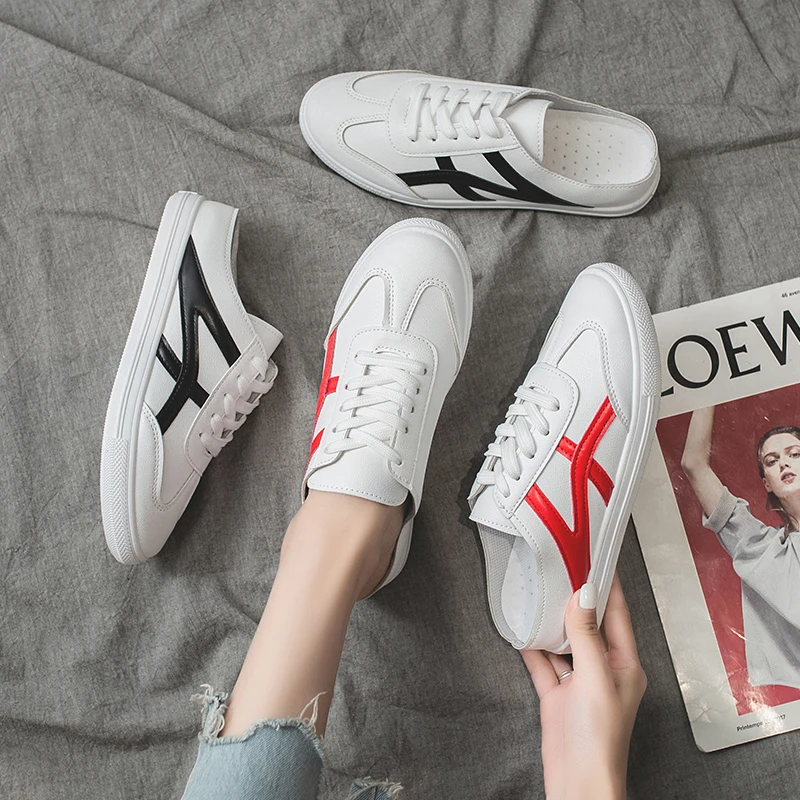 Shoes female 2019 tide shoes half support women's new casual summer models lazy drag small white | Обувь