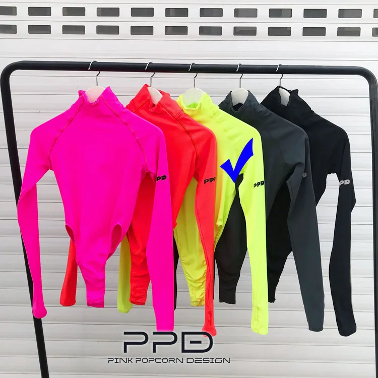 Color-3 Супер красный маленький воротник светоотражающая полоска боковые PPD печать высокие разрезы комбинезон высокая эластичность с длинным рукавом - Цвет: Color-3