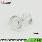 Линза светодиодная, 20 мм, из ПММА, с гладкой поверхностью 5, 8, 10, 15, 25, 30, 45, 60, 90, 120 градусов