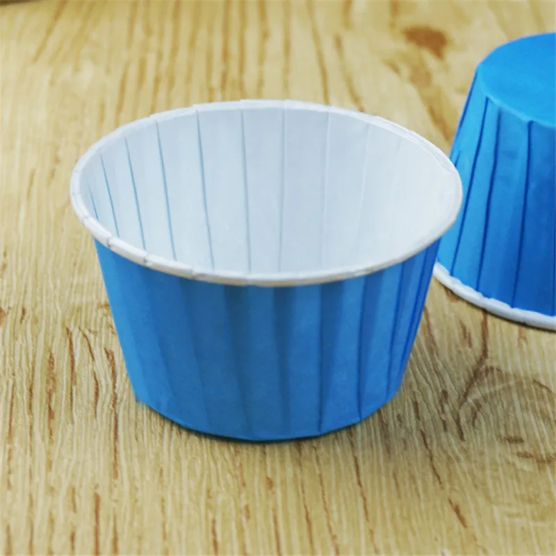Blue 100 шт./лот, большой, 5x3,9x6,8 см, сплошной цвет, бумажный стаканчик для кексов, капкейков, вкладыши, обертка, чехлы для выпечки, держатель для десерта, чашки для тортов - Цвет: Blue