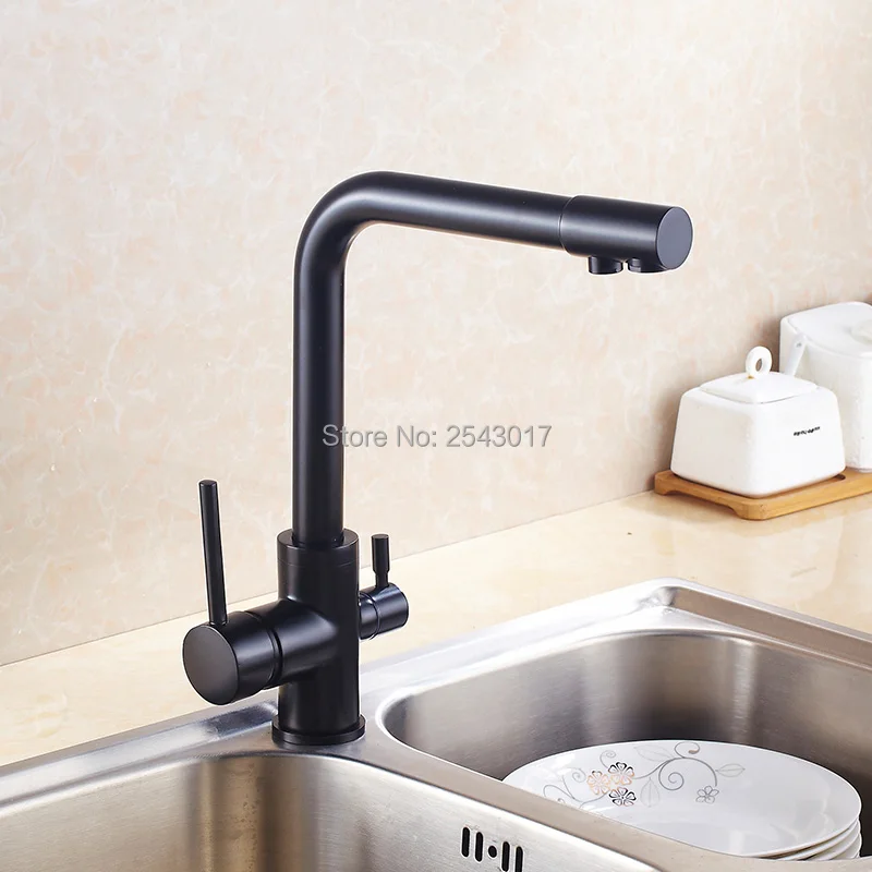 Оптом черный кухонный Гибкий Смеситель для питьевой воды кран поворотный на 360