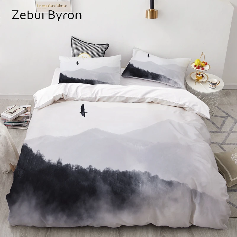 

3D Bedding Set Custom/King/Europe/USA Queen,3PCS Duvet Cover Set,Quilt/Blanket Cover Set,Ink painting Bedclothes Drop Ship