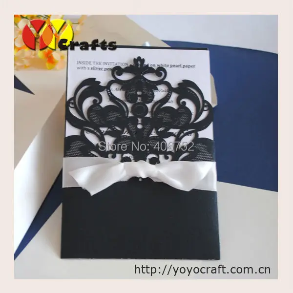 

Black Hens night invitations laser cut Wedding Invitation Cards with insert and envelop