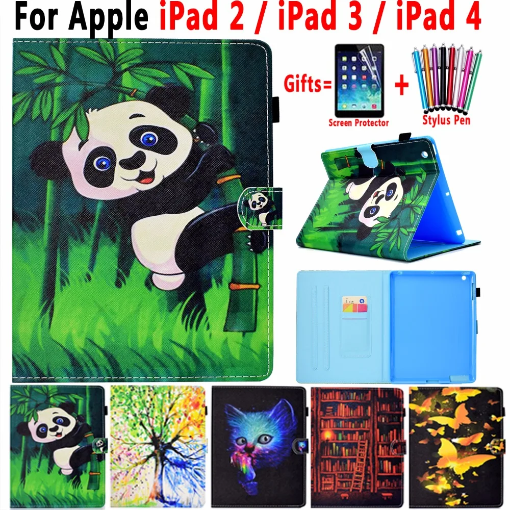 Модный чехол с рисунком &quotУмный&quot из кожи Мягкий силиконовый для iPad 2/3/4 Чехол Capa