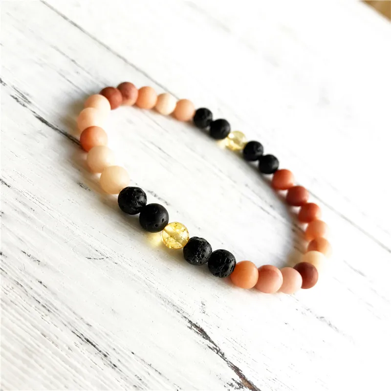 Матовый розовый браслет из авантюрина и лавы диаметром 6 мм ювелирные изделия