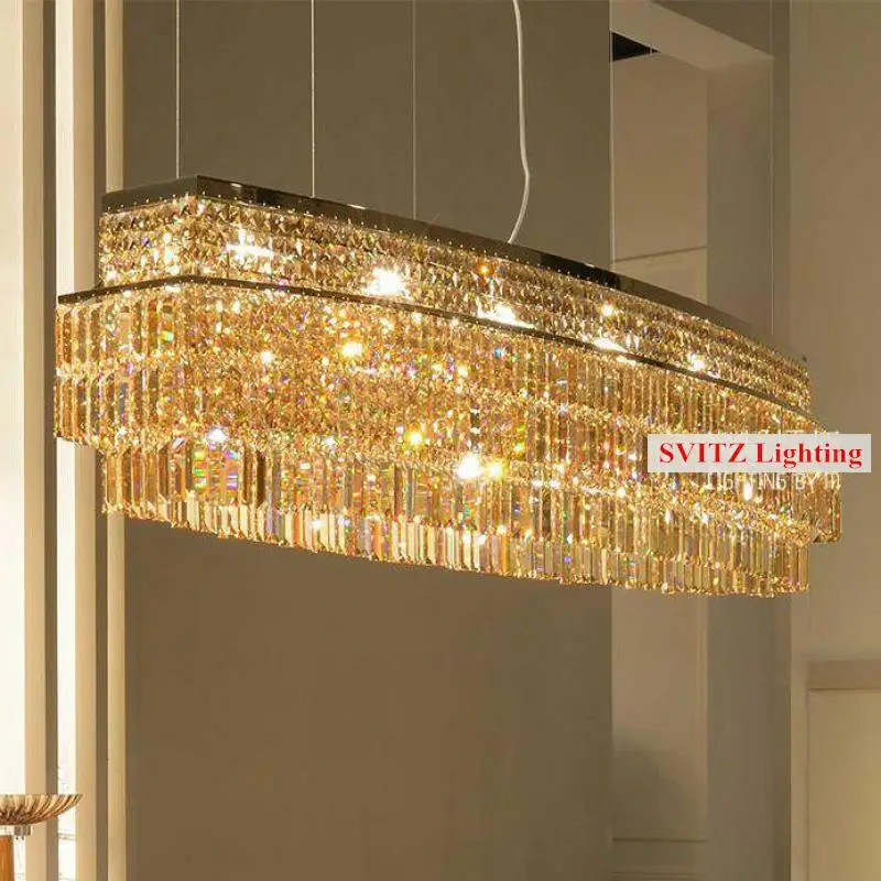 Большая овальная Хрустальная светодиодная люстра декоративный светильник для