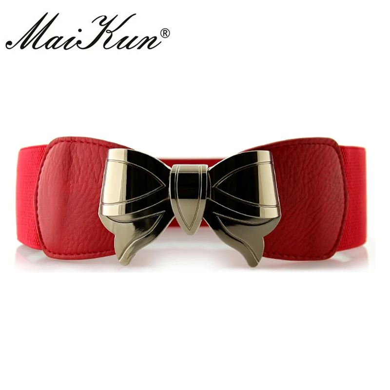 Maikun Corset Belts for Women Bowknot Buckle Female Belt PU Leather Belt