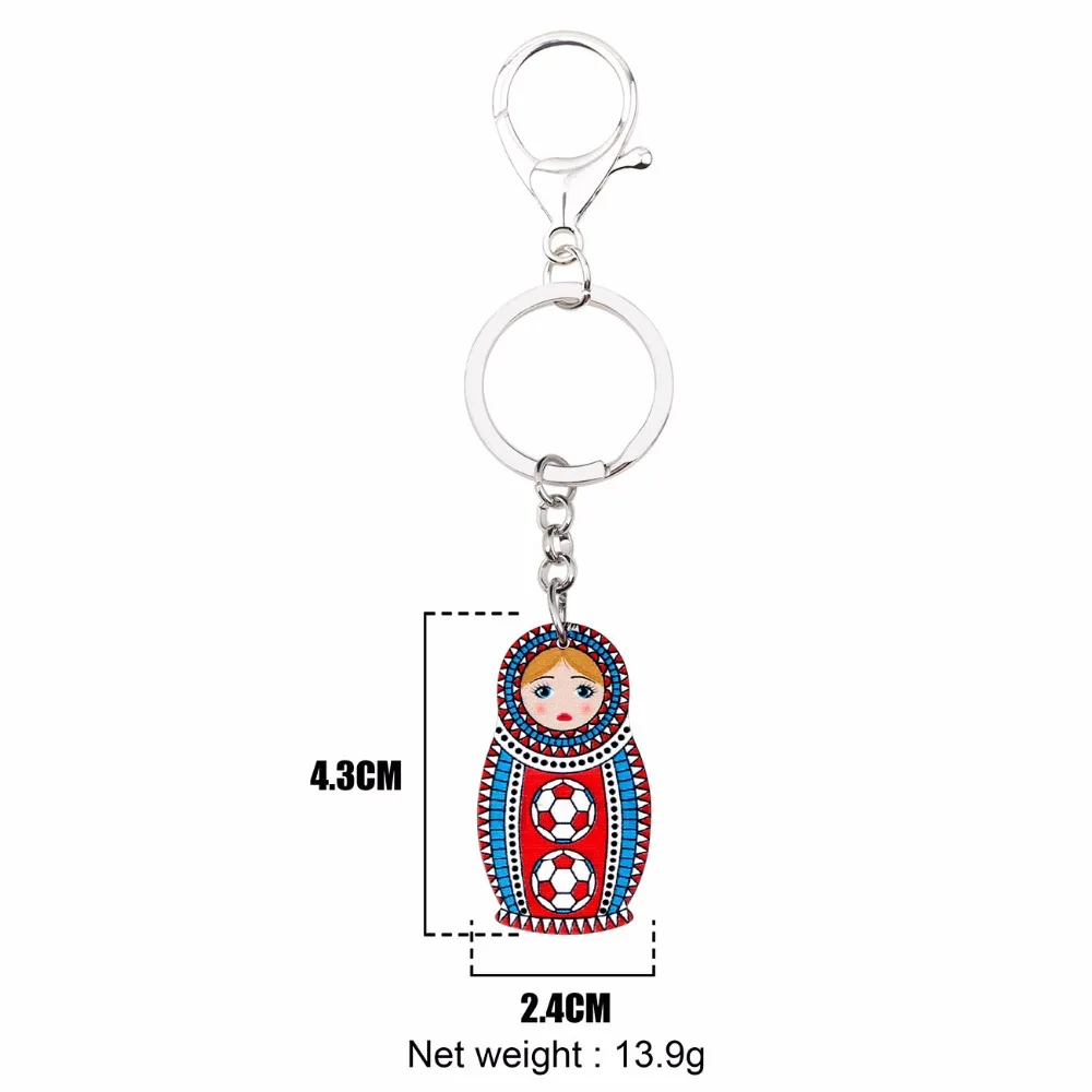 Брелок-ключница из акрила Bonsny в виде русской куклы-матрешки для женщин и девочек в классическом стиле, аксессуары для модных украшений.