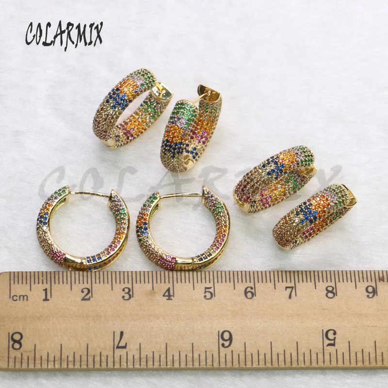 

5 pairs stud hook earrings rainbow crystal 4 colors hook earrings C rainbow zircon earrings jewels accessories for women 5563