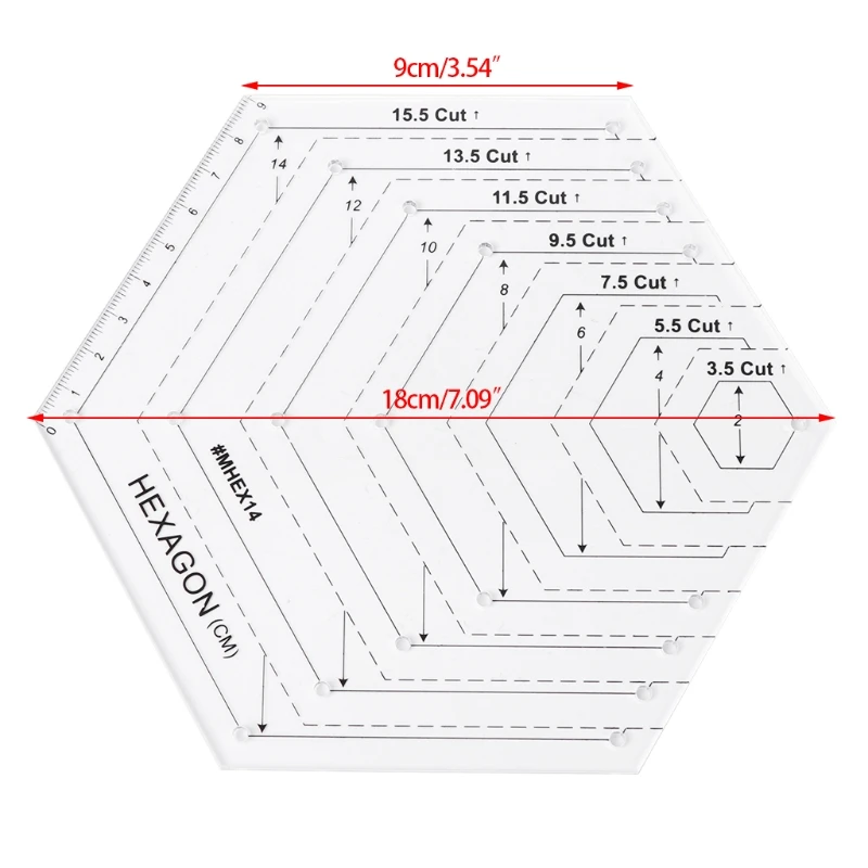 

Шестигранная линейка для квилтинга, пластиковый шаблон для пэчворка, полезные инструменты для шитья «сделай сам»