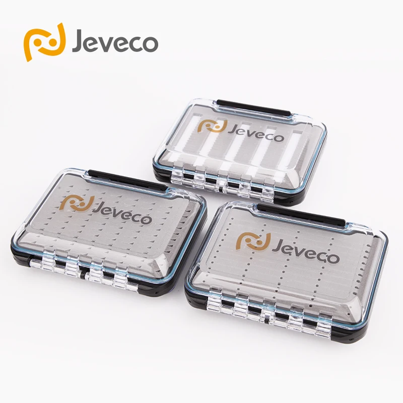 Бренд Jeveco JFB-007, 128*96*38 мм пластиковая Водонепроницаемая двухсторонняя крышка, щелевая Пена внутри, коробка для ловли нахлыстом, чехол для рыболовных снастей