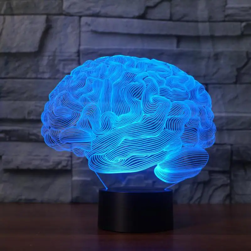 Мозговая 3d лампа Led семь цветов Пульт дистанционного управления акриловое