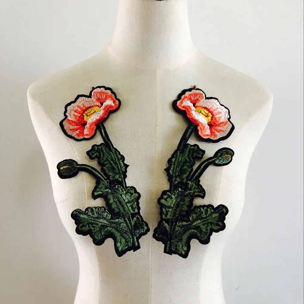 2pcs Flower Iron on Embroidered Patches for Clothes Parches Ropa Sticker Clothing Applique Embroidery | Дом и сад