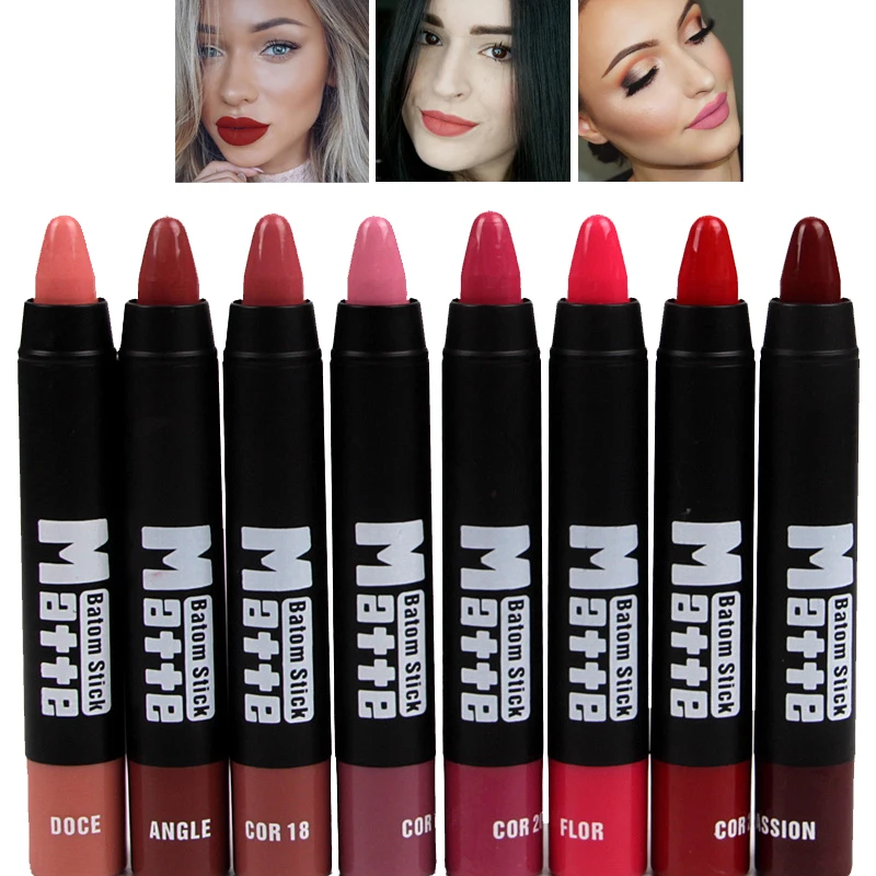 Женская помада Miss Rose красная матовая карандаш долговечная 8 цветов|lipstick long|red mattred
