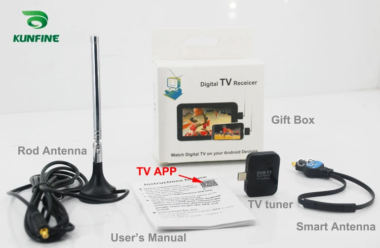 KUNFINE Micro USB Digital DVB-T DVB-T2 TV Tuner Receiver for Android Phone and Pad | Автомобили и мотоциклы