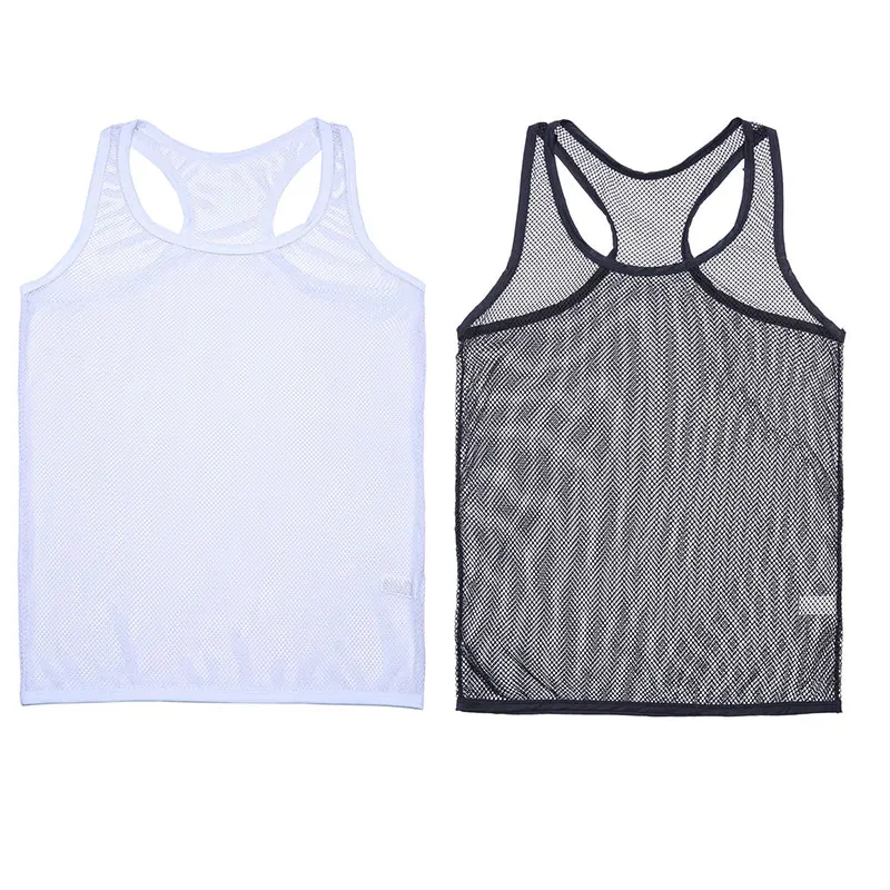 

Sexy Mens Fishnet See-through Stretchy Vest Tank Top Men's Lingerie Undershirt Sleeveless Male Nightwear Underwear Mesh Tank Top