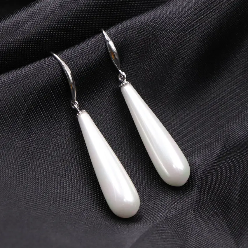 Charming Women Earrings Natural White Shell Long Dangle Fashion Water Drop Eardrop Party Weddings Gifts Jewelry A677 | Украшения и