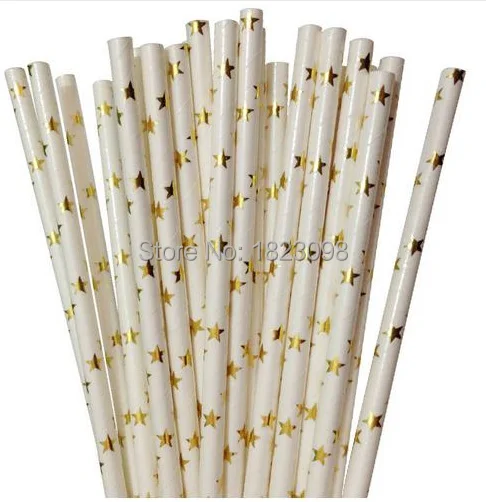25 шт./лот фольга золотые/серебряные/красные/розовые бумажные соломинки для детей