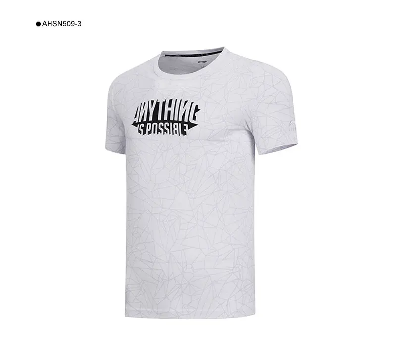 Li-Ning Мужская трендовая футболка, дышащие, хлопок, обычная посадка, Удобная подкладка, спортивные топы, футболки, футболки AHSN509 MTS2877