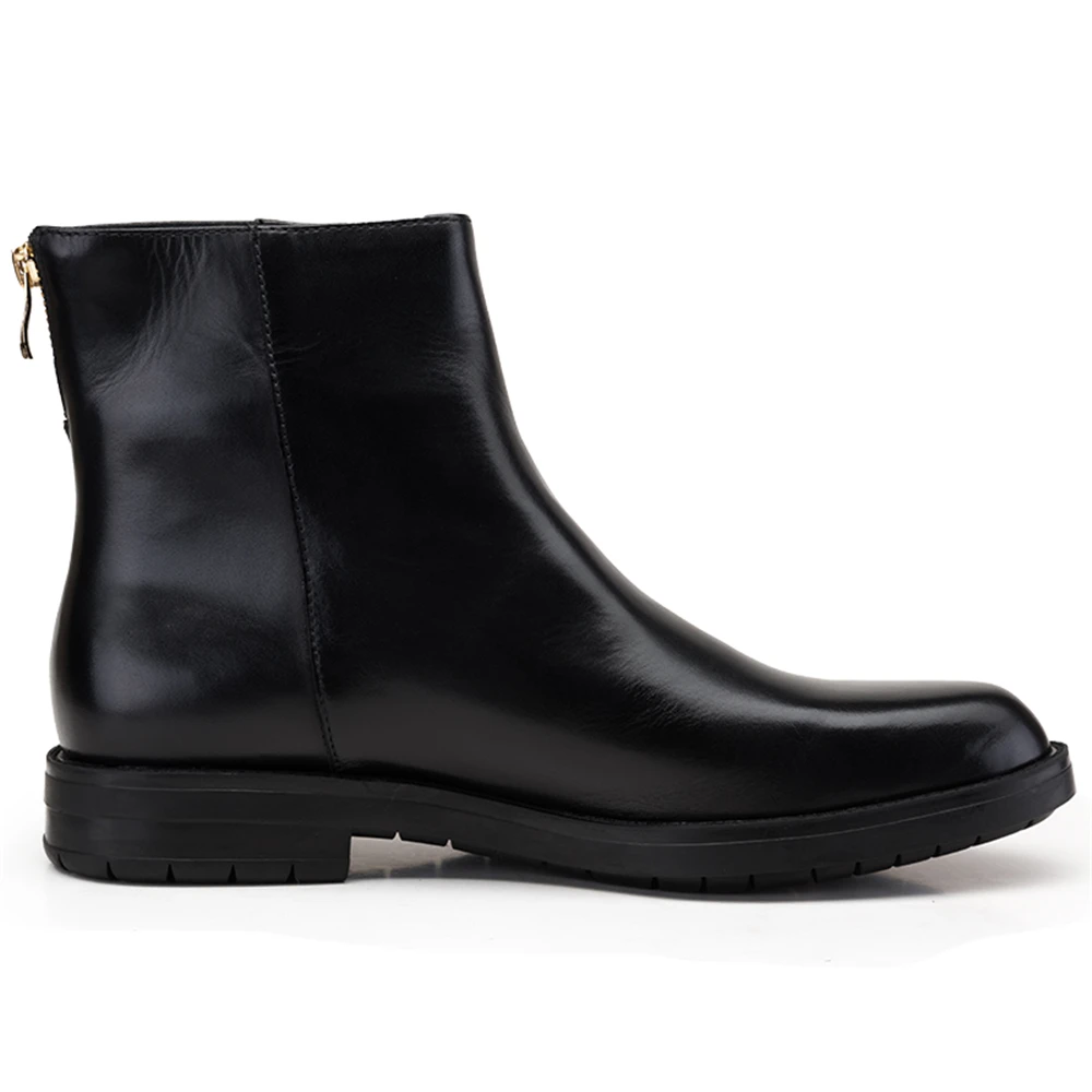 2017 Новых Людей Лодыжки Челси Сапоги Из Натуральной Кожи Круглый носок Корова