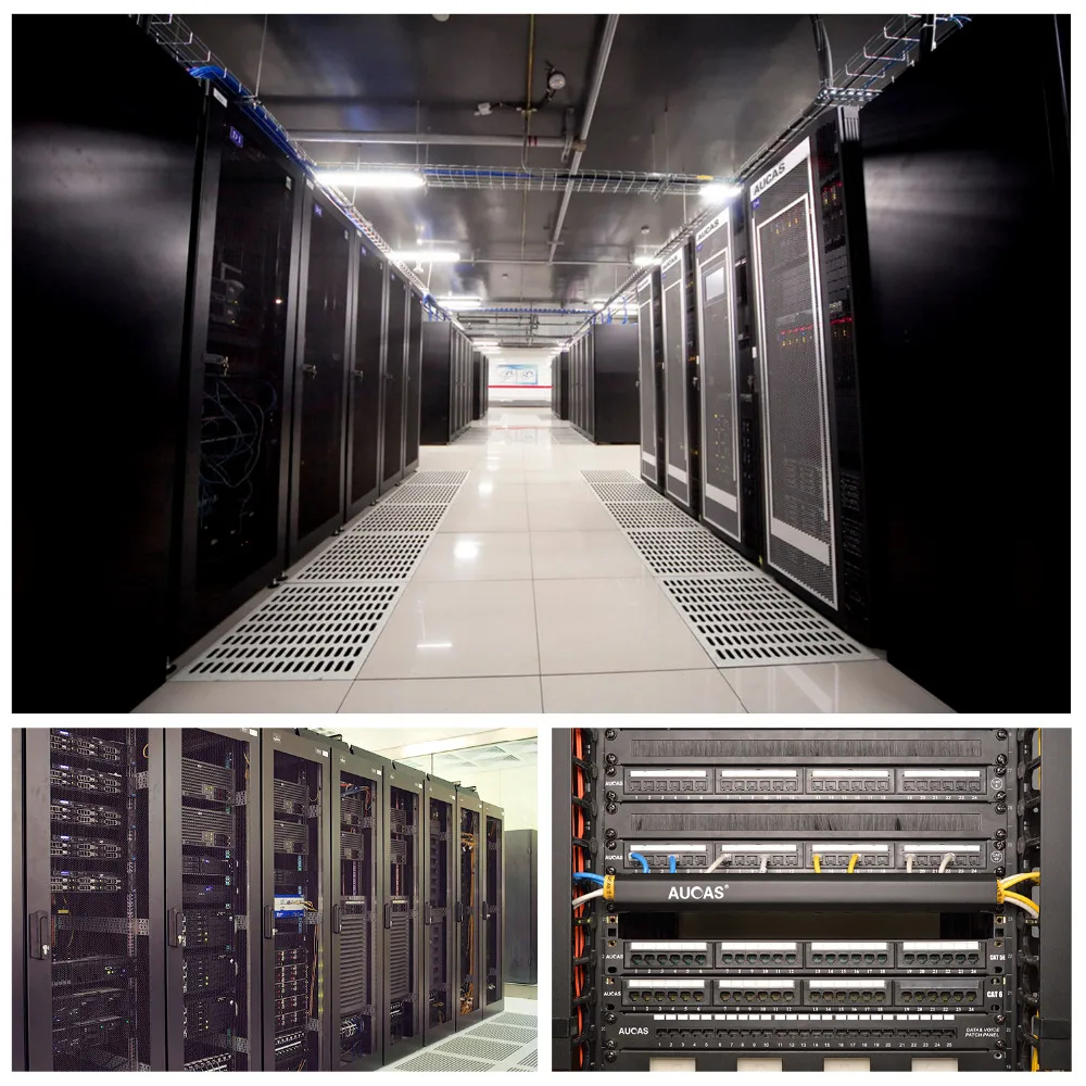 AUCAS 48 Port Network Tool Kit shield Patch Panel Frame Networking Wall Mount Rack Mount Bracket cable manager bar&front panel