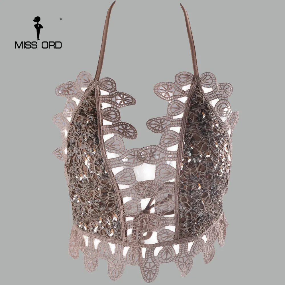 Missord 2021 сексуальный V кружева шить и блесток Светоотражающие Топы FT3599|top sequins|top