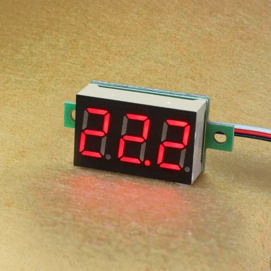 

10pcs/lot 0.36'' DC 0-100V Red Blue Green LED Ampere Panel Voltage Meter Mini Digital Voltmeter DC 0V To 100V w/ 3 Wires