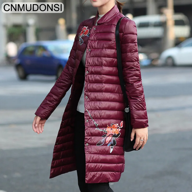 CNMUDONSIThin section Winter Collection Women's Coat Jacket Stand Collar Cold-Resistant Warm Long Parkas Female Quilting Cotton | Женская