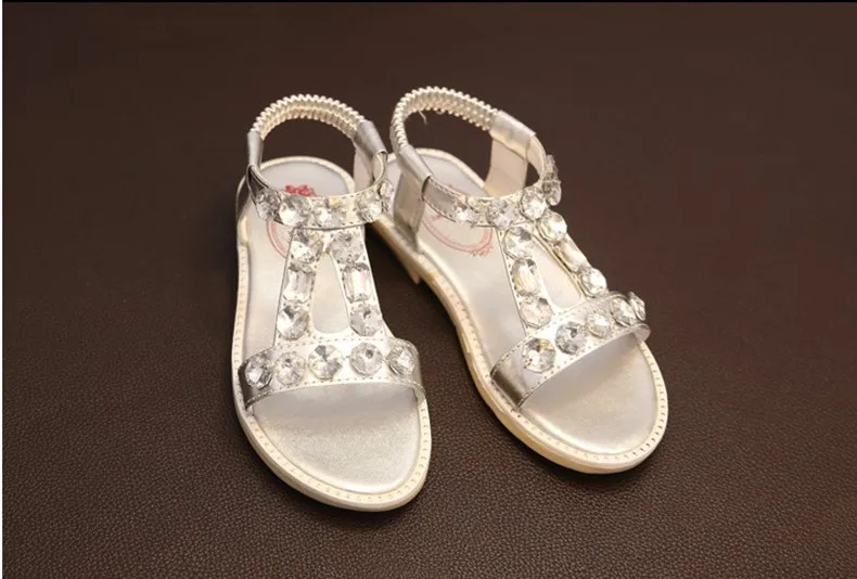 Детские сандалии из ПУ кожи на плоской подошве со стразами|shoes shadow|sandals indiasandals bride |