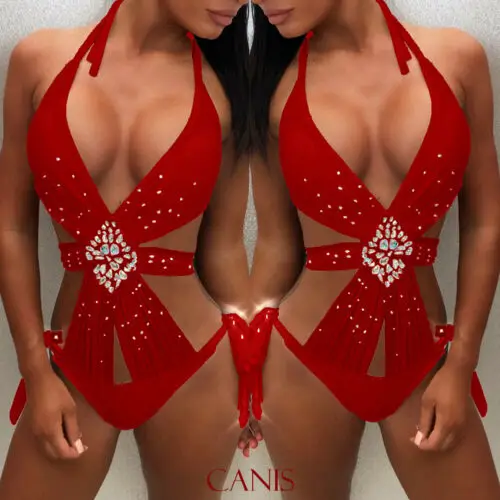 2019 женские цельные купальники со стразами бандажный комплект бикини с чашками