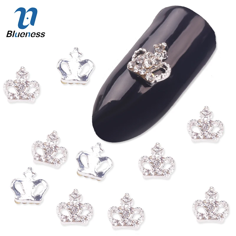Синева Блестящие серебряные Корона Дизайн Аксессуары для DIY 3D Гвозди Интимные