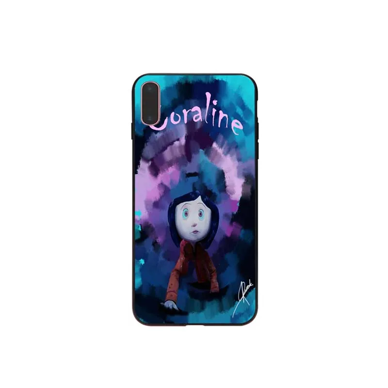 Черный мягкий чехол Coraline E La Porta Magica для телефона iPhone 7 8 6 6S Plus X XS MAX 5 5S SE XR