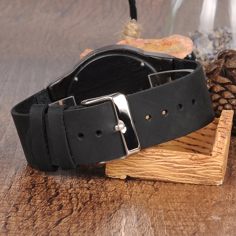 

BOBO BIRD Bamboo Wooden Watches Men 12 Holes Design Quartz Analog Wrist Watch erkek kol saati with Leather Band as Gift