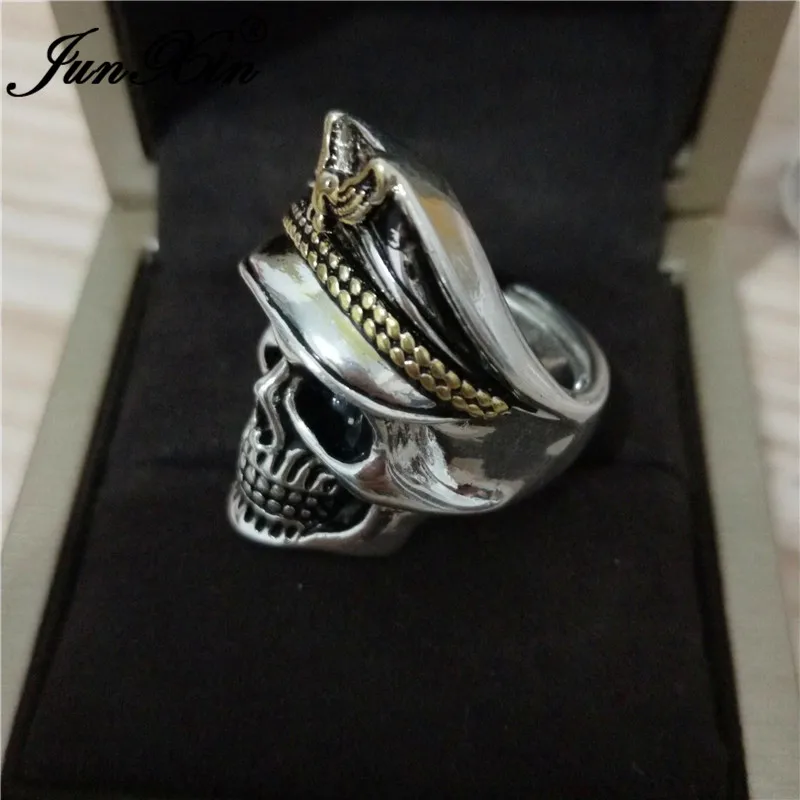 ROXI панк старинное Белое золото кольца в виде черепа для Для мужчин женщин Мужчин