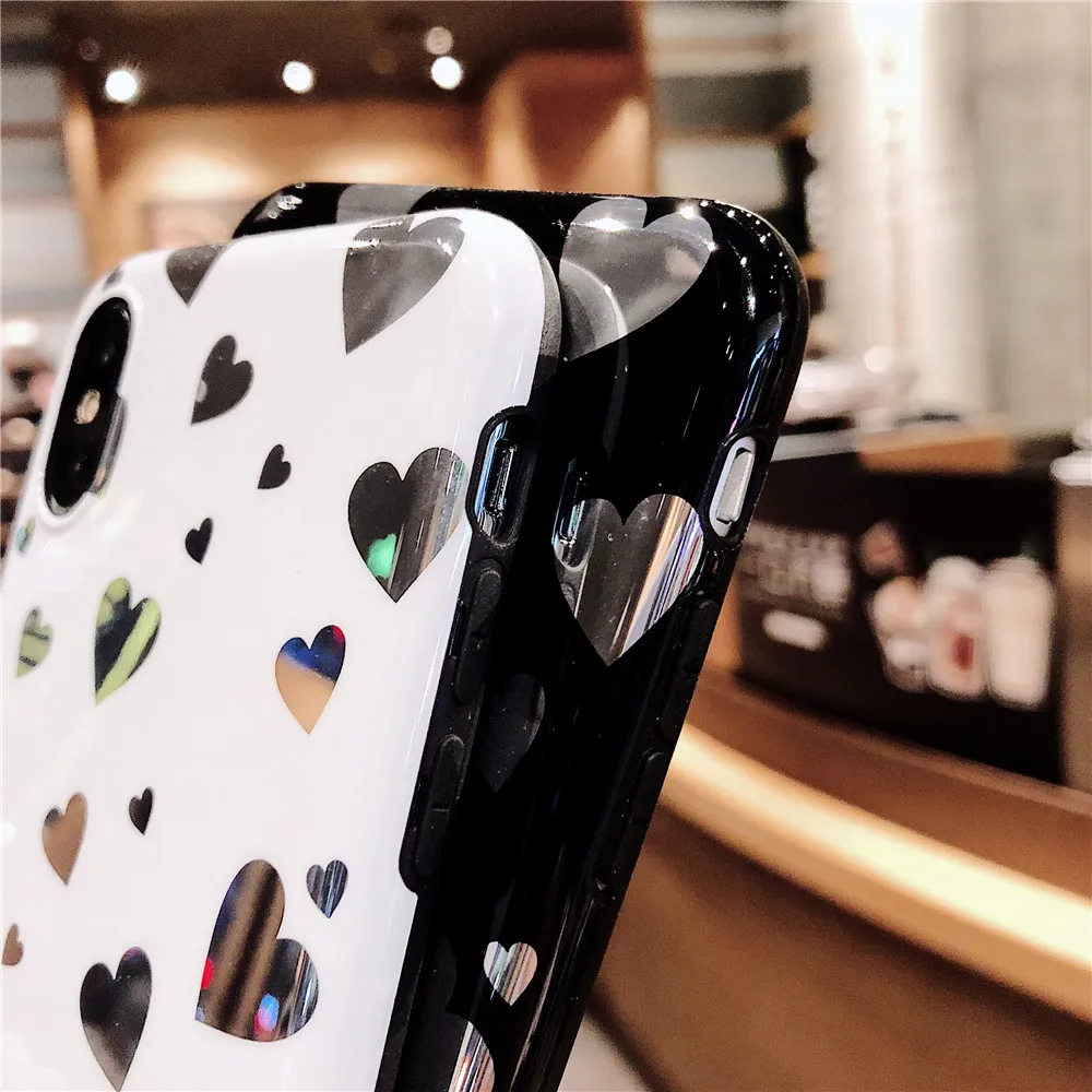 Роскошные сердце любовь Зеркало чехол для iPhone X Дело Девушка Силиконовый Чехлы 10